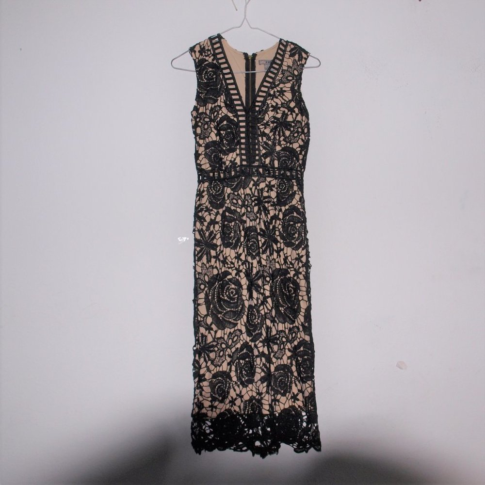 Love X Design Black Crochet Dress With Tan Lining Size XS